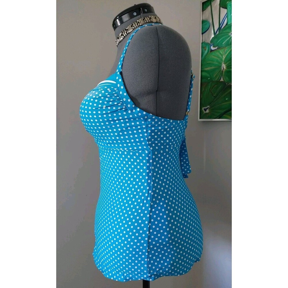 COCO REEF Blue White Polka Dot Tankini SWIM TOP 36/38DD U-Wire Power Marina 408